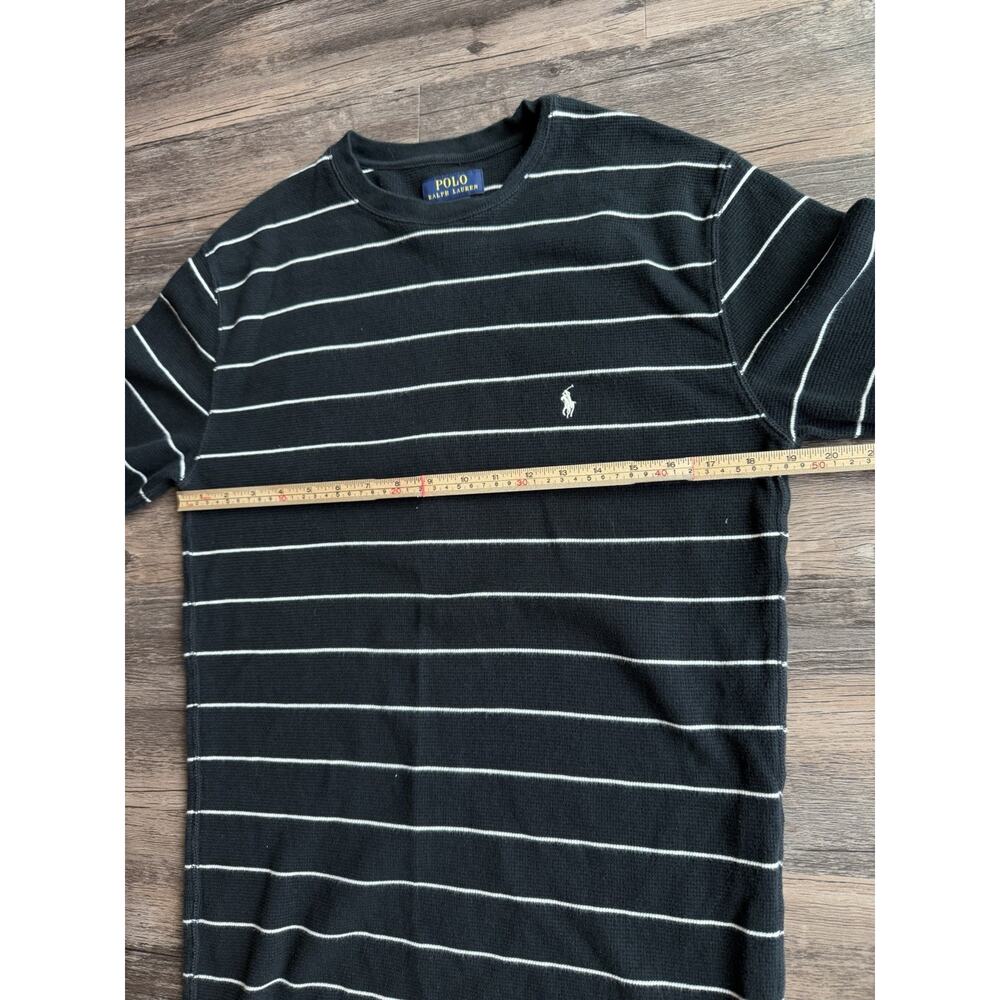 Polo Ralph Lauren Thermal Shirt Womens XL Black White Stripe Waffle Knit Cotton - Picture 4 of 9
